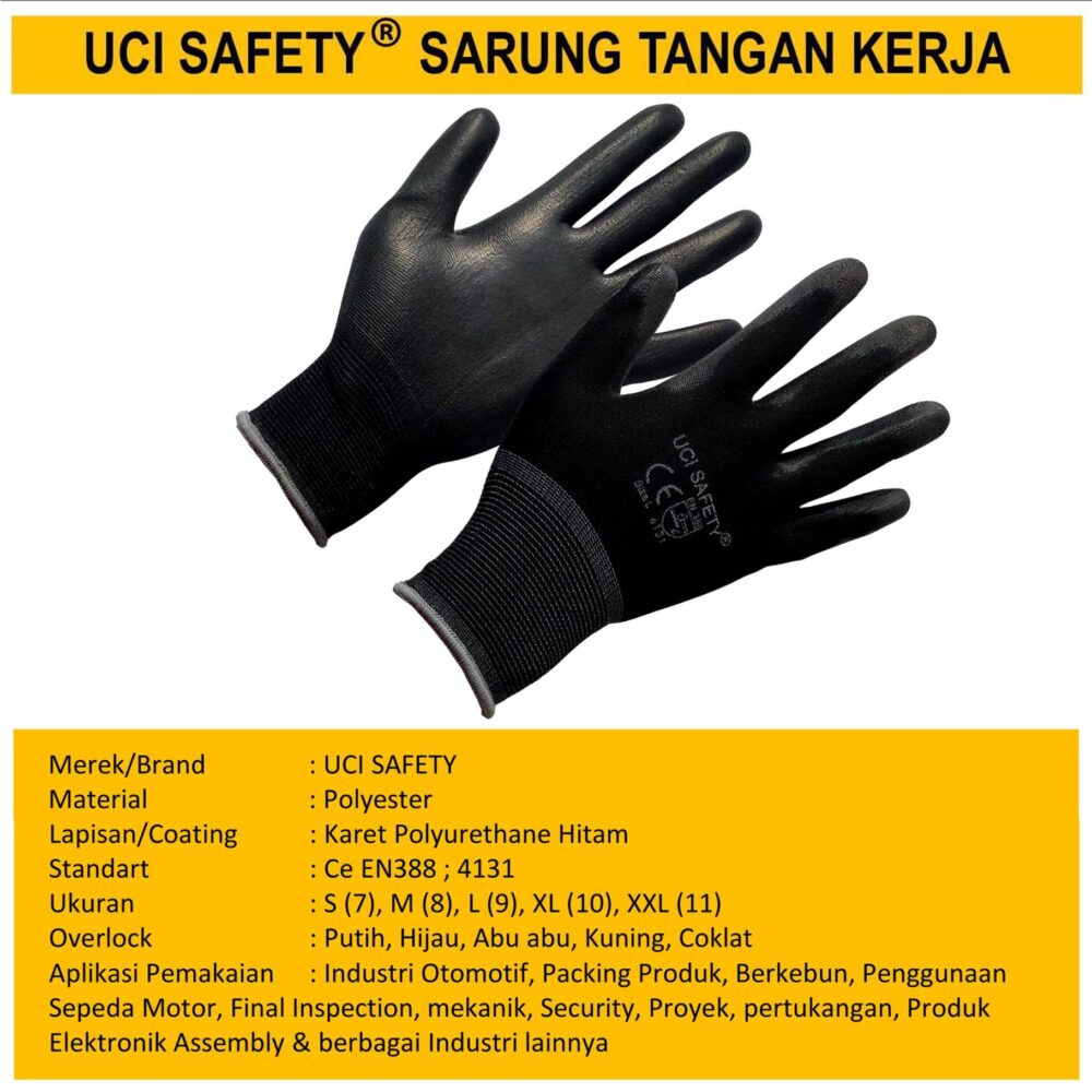 Hand Gloves otomotif Mekanik Bengkel Montir Motor Berkebun Coating Karet Telapak Tangan dilapisi karet Sarung Tangan Uci Safety